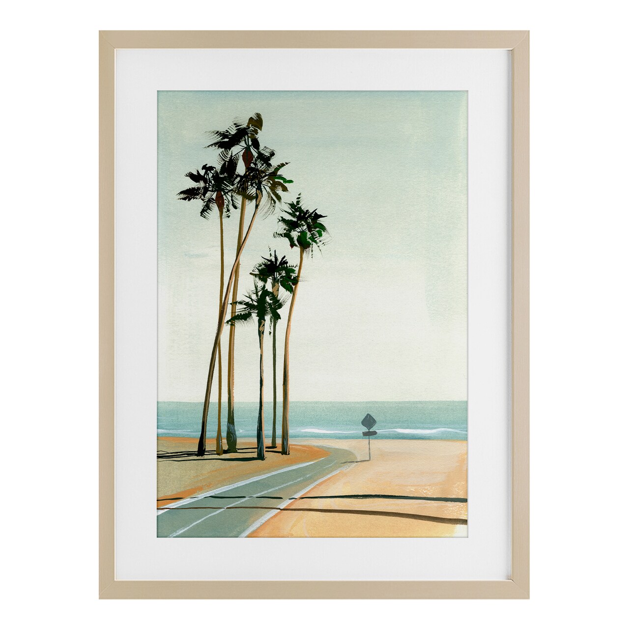 Stupell Industries Six Palms Seaside Road Framed Print Under Glass, design by Brook Page
